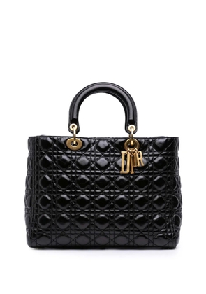 Christian Dior Pre-Owned 2018 Large Crinkled Patent Cannage Lady Dior satchel - Black