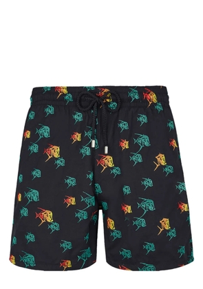 Vilebrequin Mistral Piranhas-embroidered swim shorts - Black