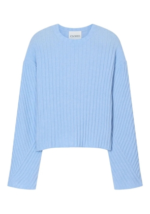 Closed ribbed crew neck sweater - Blue