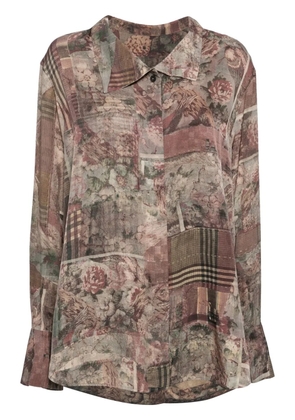 Ziggy Chen liberty-printed shirt - Brown