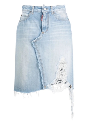 DSQUARED2 ripped-detailing A-line denim skirt - Blue