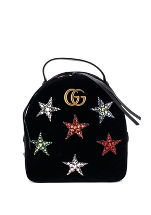 Gucci Pre-Owned GG Marmont Embellished Matelasse Velvet Small backpack - Black