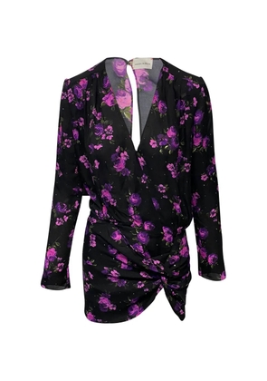 Magda Butrym long-sleeve floral-print mini dress - Black