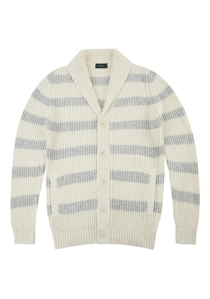 slowear striped shawl-collar cardigan - Neutrals