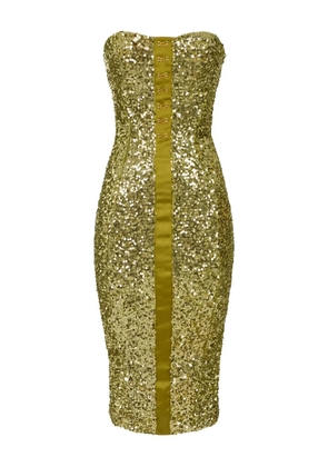 Elisabetta Franchi sequin strapless midi dress - Green