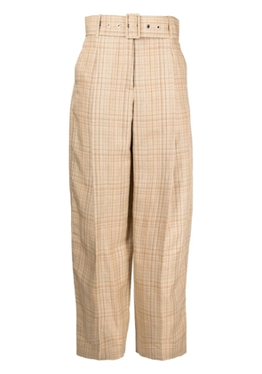 3.1 Phillip Lim wide-leg belted plaid trousers - Yellow