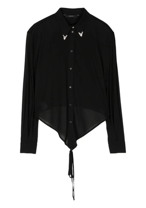 pushBUTTON collar-detail strap-detail shirt - Black