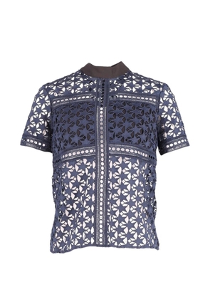Self-Portrait star-pattern sheer top - Blue