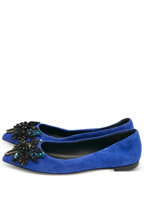 Giuseppe Zanotti Vintage crystal-embellished ballet flats - Blue
