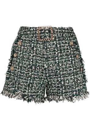 Edward Achour Paris rough-cut tweed shorts - Green
