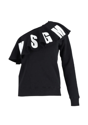 MSGM logo print one-shoulder top - Black
