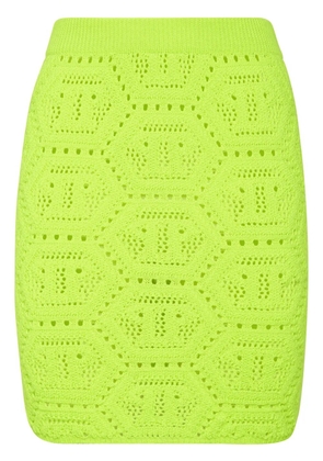 Philipp Plein monogram-knit mini skirt - Yellow