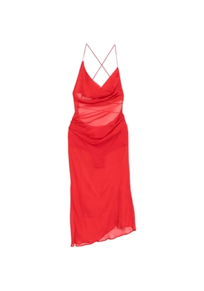 Patrizia Pepe asymmetric draping silk midi dress - Red