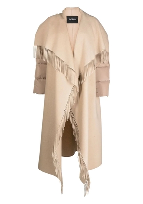 Goen.J quilted down fringed coat - Brown