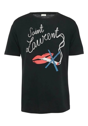 Saint Laurent Pre-Owned lips cigarette graphic T-shirt - Black