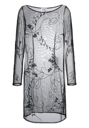 Gianfranco Ferré Pre-Owned 1990s floral-embroidered long-sleeved dress - Black