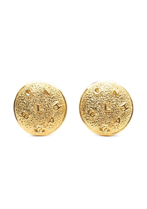 CHANEL Pre-Owned 20th Century Gold Plated Logo Round Clip On Earrings costume earrings