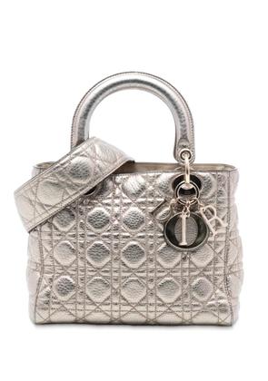 Christian Dior Pre-Owned 2017 Medium Metallic Grained Calfskin Cannage Supple Lady Dior satchel - Gold