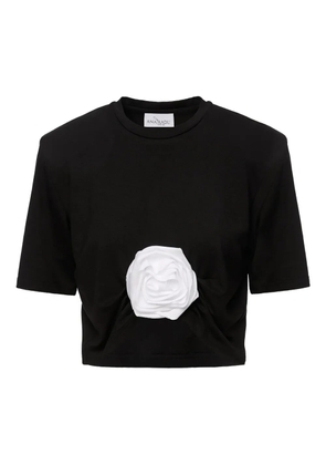 Ana Radu rose-embellished cropped top - Black