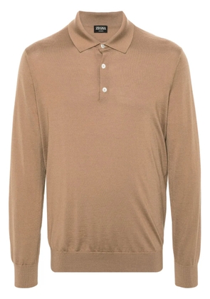 Zegna fine-knit polo shirt - Brown