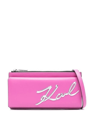 Karl Lagerfeld K/Signature leather crossbody wallet - Pink