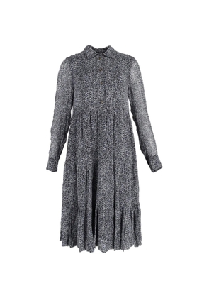 GANNI floral-print tiered long-sleeve midi dress - Blue