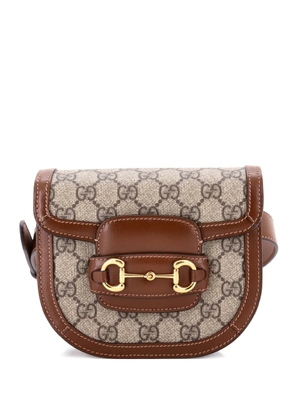 Gucci Pre-Owned Horsebit 1955 Shoulder Bag GG Coated Canvas with Leather Mini crossbody bag - Brown