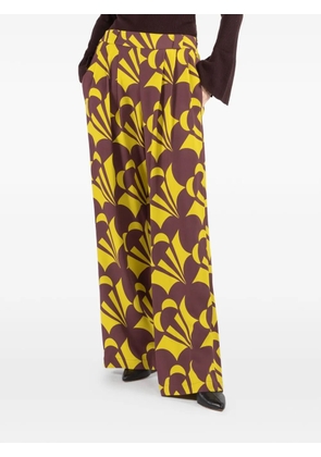 Odeeh printed pleated trousers - Brown