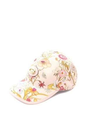 Gucci Pre-Owned floral-pattern leather baseball cap - Pink