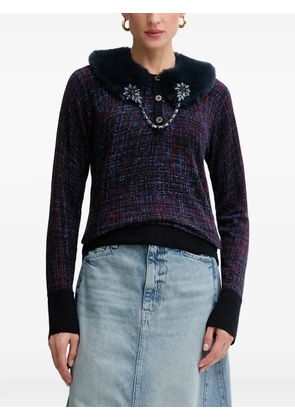 Blugirl detachable-collar embellished sweater - Black