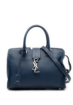 Saint Laurent Pre-Owned 2017 Baby Leather Monogram Downtown Cabas satchel - Blue