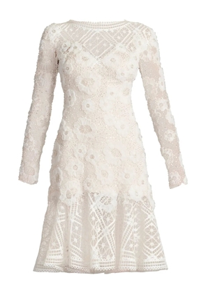 Tadashi Shoji Idly lace-embroidered flared dress - White