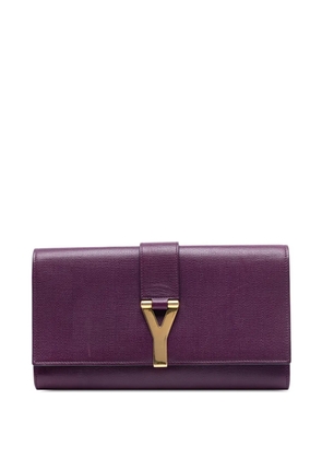 Saint Laurent Pre-Owned 2000-2012 Textured Leather Chyc Ligne clutch bag - Purple