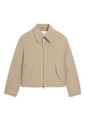 AMI Paris zipped heart-embroidery cotton jacket - Neutrals