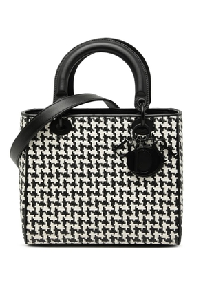 Christian Dior Pre-Owned 2019 Medium Calfskin Woven Houndstooth Lady Dior satchel - Black