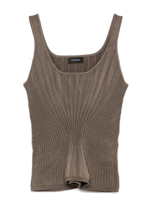 Mugler ribbed square-neck top - Brown