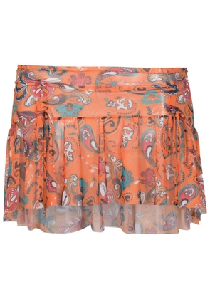 Amir Slama mesh graphic-print miniskirt - Orange