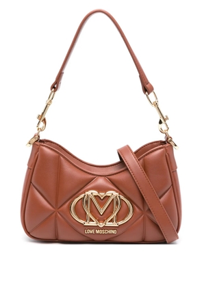 Love Moschino quilted logo-plaque shoulder bag - Brown