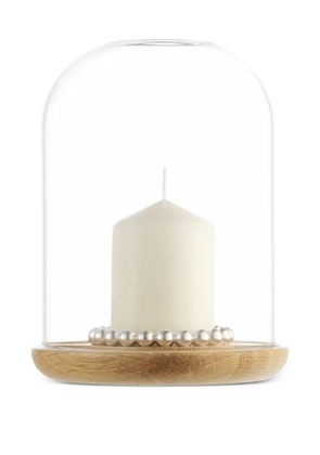 Christofle glass-dome pearl candle holder - Brown