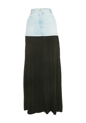 Balmain Pre-Owned denim pleated maxi skirt - Blue