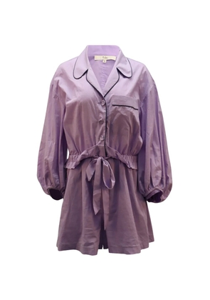 Tibi waist tie contrast piping romper - Purple