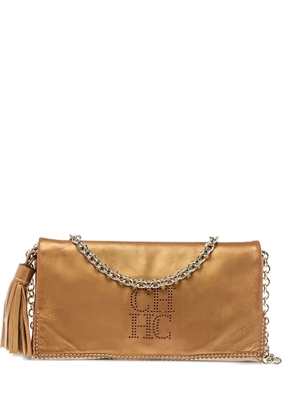 Carolina Herrera Vintage logo tassel clutch bag - Brown