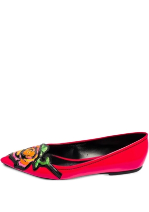 Louis Vuitton Pre-Owned floral-print leather ballet flats - Pink