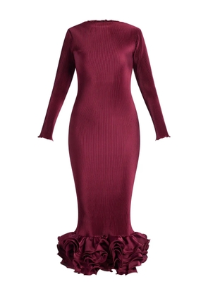 L'IDÉE Campbell ruffled ribbed midi dress - Red