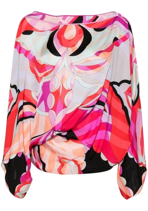 PUCCI geometric-print silk top - Pink