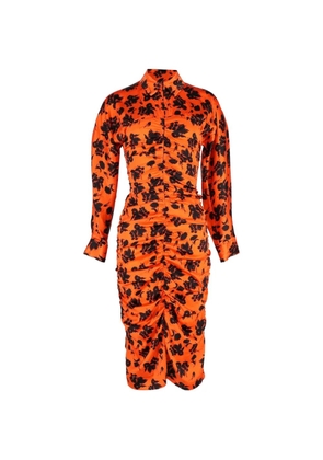 GANNI floral-print ruched dress - Orange