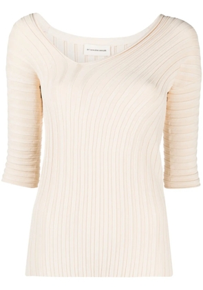 By Malene Birger ribbed-knit asymmetric top - Neutrals