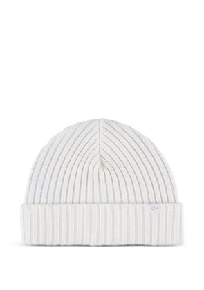 Paul & Shark ribbed beanie hat - White