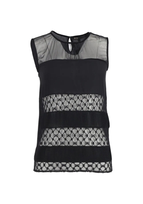 Maje sheer-panel silk top - Black