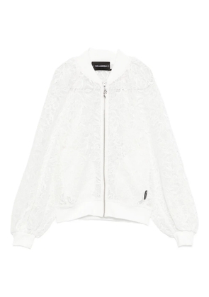 Karl Lagerfeld floral-lace bomber jacket - White